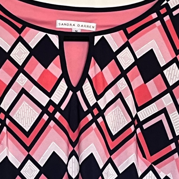 Sandra Darren dress Womens size Medium geometric tie sleeves - Picture 3 of 4